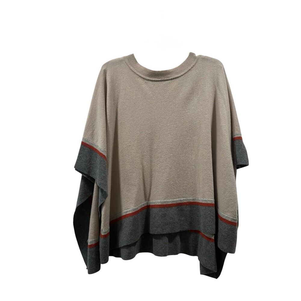 Hobbs London Cream Gray Wool Cashmere Poncho Size S/M